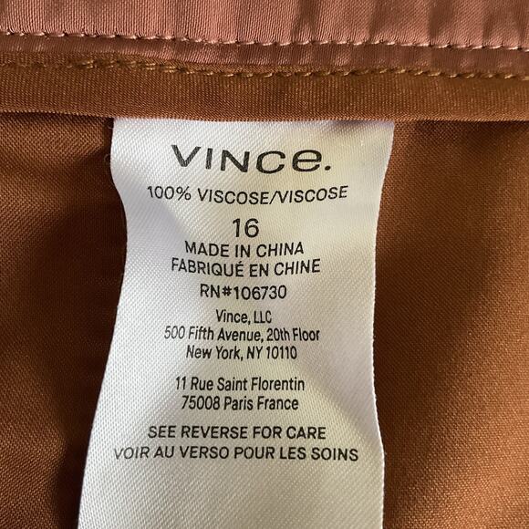 VINCE Satin Silky Luxurious Gold Rose XL Wide Leg Pants Office Party Evening - Picture 3 of 14